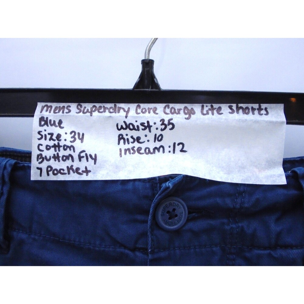 Superdry Core Heavy Cargo Lite Mens Size 34 Blue Shorts Utility Military Style - Picture 4 of 9